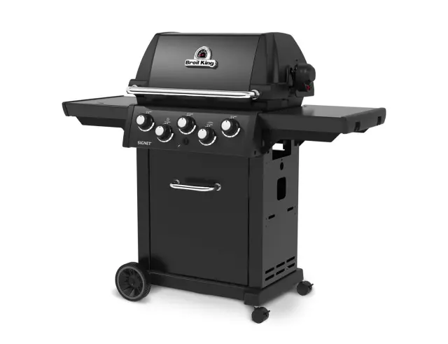 Ψησταριά Υγραερίου Broil King Signet 390 Shadow με πλευρική εστία, μηχανισμό σούβλας, ισχύ 11.4kW + 4.4kW + 2.7kW και διαστάσεις 145x59x149cm9468-83SDW 2