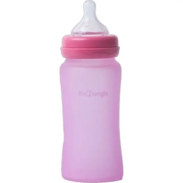 Bo Jungle Thermo Bottle Γυάλινο μπιμπερό 240ml με θηλή σιλικόνης 3+ Pink B.595110