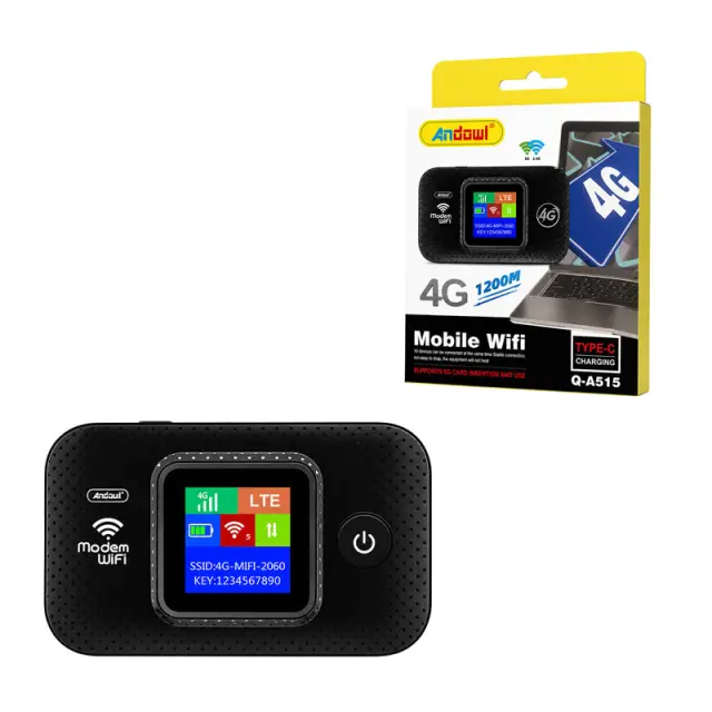Andowl Φορητό Router WiFi 4G LTE με Οθόνη και Υποστήριξη SIM Q-A515 - Portable 4G LTE WiFi Router with Display and SIM Support 0751187