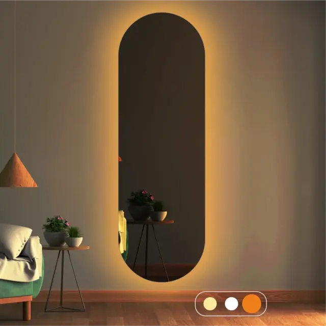 Stewehome Οβάλ Καθρέπτης με LED Φωτισμό 140x45x45 cm 3