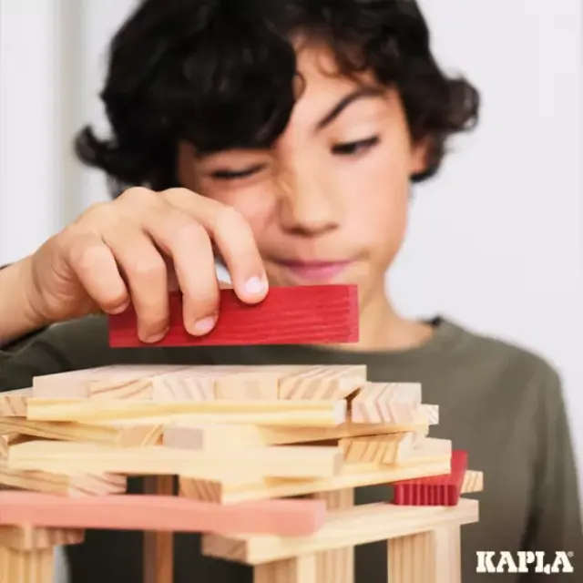 KAPLA 120τεμ. Κόκκινο/ Ροζ/ Σκούρο Μπλε - Ξύλινα Τουβλάκια Κατασκευών 2