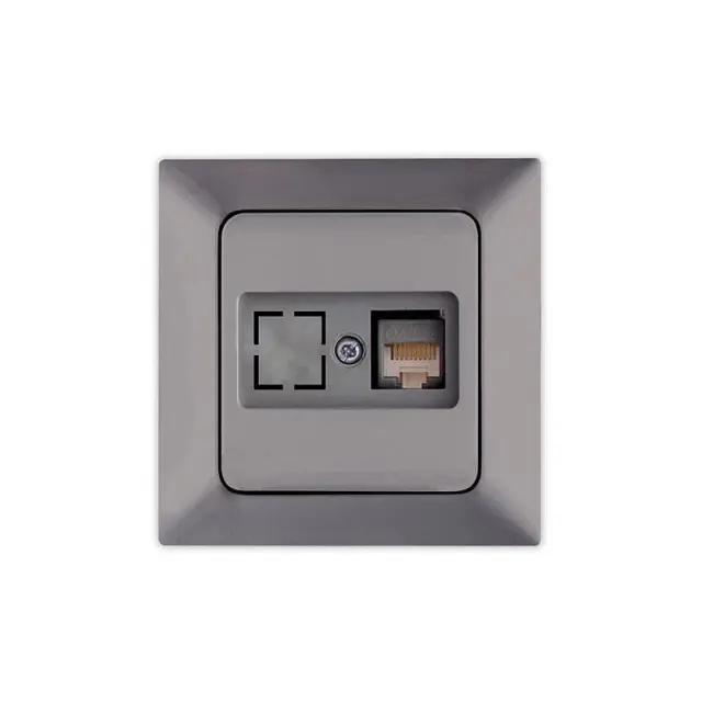 Πρίζα Data Cat 6 Rj 45 Μονή Γραφίτης 8.2x8.2x3.6cm