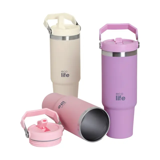 Ecolife PINK 'HANDLE LID' TUMBLER 900ML 3