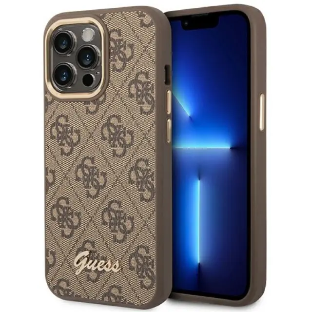 Guess Vintage Gold Logo Back Cover Πλαστικό Καφέ (iPhone 14 Pro Max)