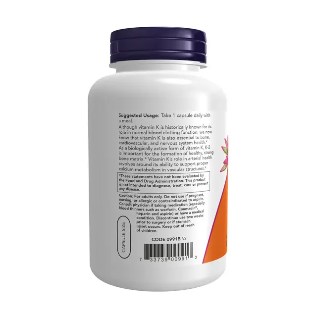 Now Foods Vitamin K-2 100 mcg 250 Veg Capsules 3