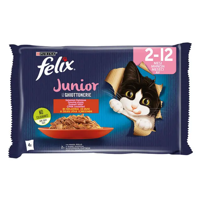 Felix Multipack Junior Βοδινό-Κοτόπουλο σε Ζελέ 4x85gr