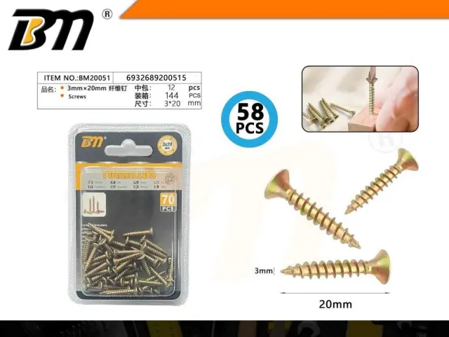 Ξυλόβιδες - 3mm×20mm - Σετ 12 πακέτα των 58 τεμαχίων - 200515 2