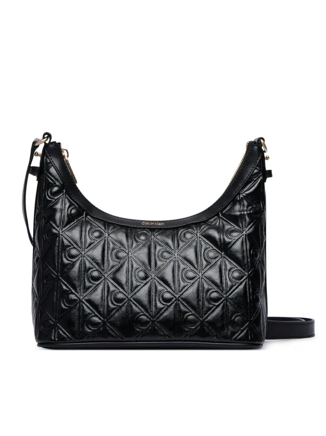 Calvin Klein Emblem Aop Debossed Shoulder Bag Μαύρο