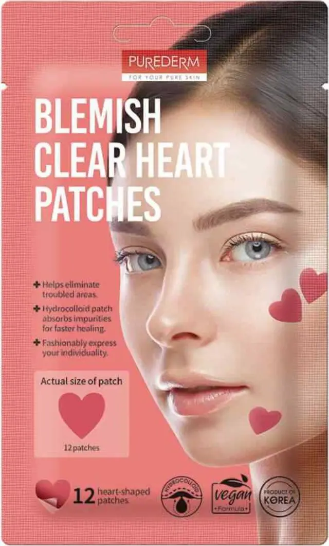 Purederm Blemish Clear Heart Patches Επιθέματα Για Ατέλειες Σε Σχήμα Καρδιάς 12τμχ