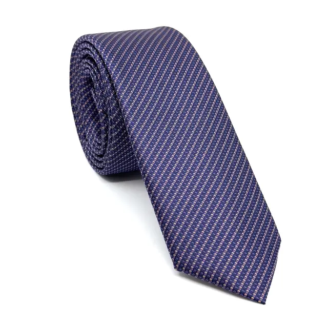 Γραβάτα Microfiber σε Μπλε Μοτίβο Σετ με Μαντηλάκι 3