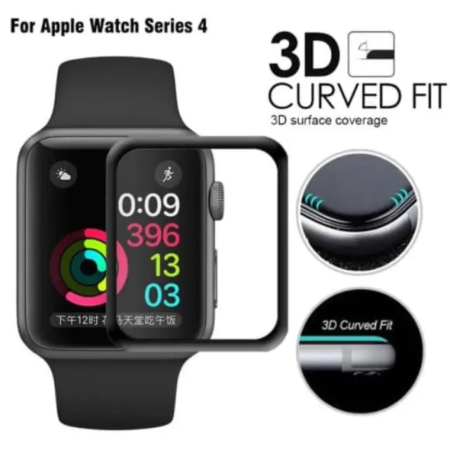 Tempered Glass- Αντιχαρακτικό Τζάμι Apple Watch 4/5/6 44mm Full Cover Full Glue Black OEM