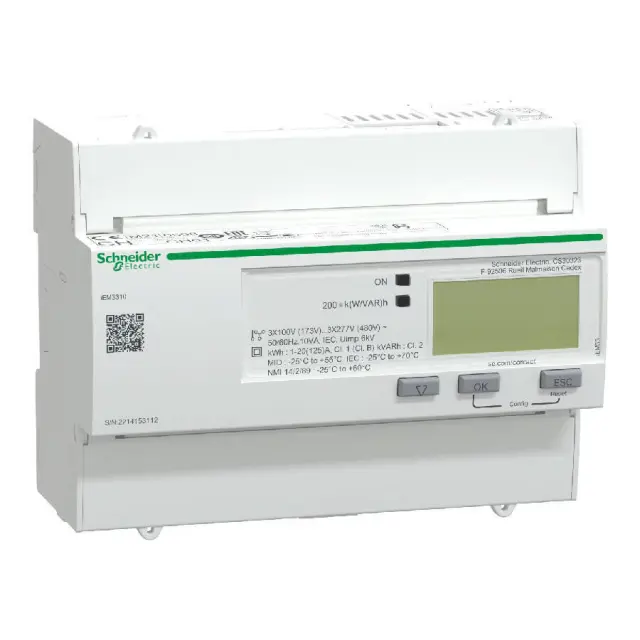 Energy Meter Acti9 Energy Meters iEM3000 iEM3310, 125 A, 3P, IP40, White