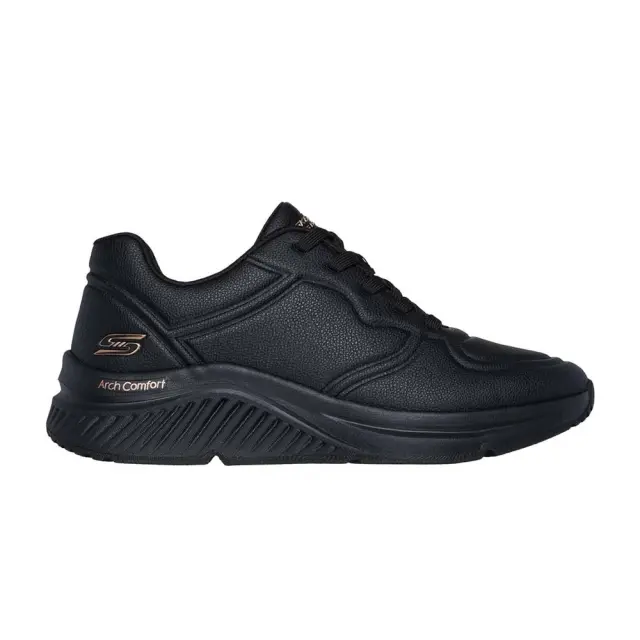 SKECHERS Arch Comfort Pu Speckled Lace Up Γυναικεία ανατομικά Παπούτσια για Περπάτημα Μαύρo