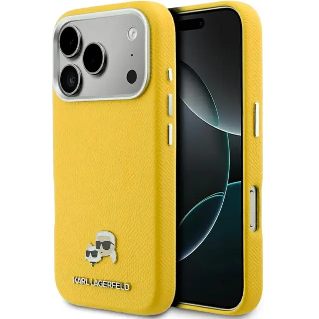 Karl Lagerfeld® Karl&Choupette Heads Pins MagSafe Θήκη για iPhone 17 Pro/18 Pro- Yellow