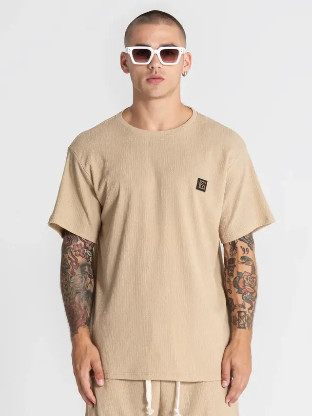 Gianni Kavanagh Ανδρικό TEXTURE T-Shirt – Sand Beige - L