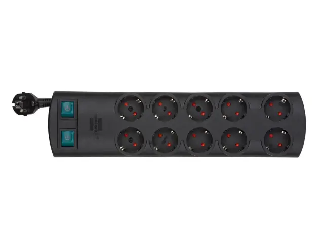 Πολύπριζο Primera Line Brennenstuhl - 10x Schuko - 2x Διακόπτες On/Off - Καλώδιο 2m - Black1153300120 2
