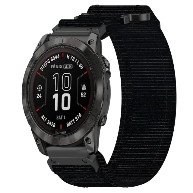 Nylon Hook Λουράκι Garmin Fenix 5/6/6 Pro/7/8/9 (47mm)-Black OEM