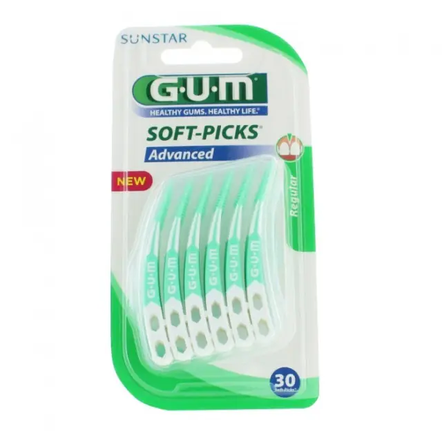 GUM Soft-Picks Advanced Μεσοδόντιες Οδοντογλυφίδες Regular Πράσινες 30τμχ 2