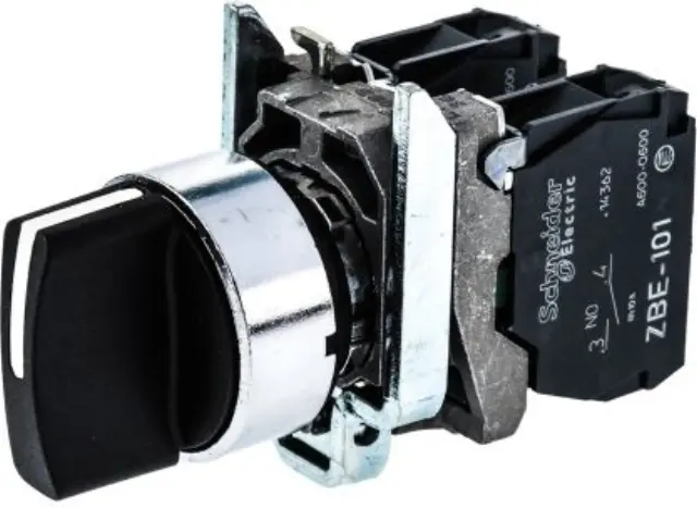 Harmony XB4, Selector switch, metal, black, Ø22, 3 positions, stay put, 2 NO