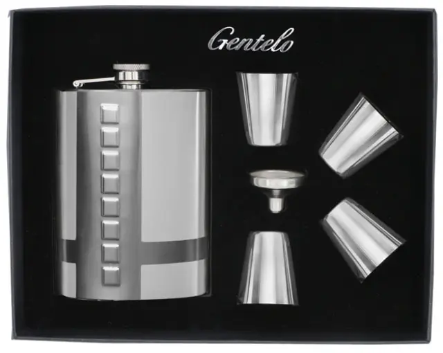 Flask Set Φλασκί Ποτού Πολυτελείας με 4 Σφηνοπότηρα Square (4118) - 240ml