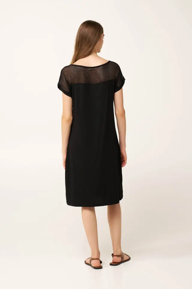 Καλοκαιρινό Viscose Φόρεμα με Mesh Vamp 24511 BLACK 2