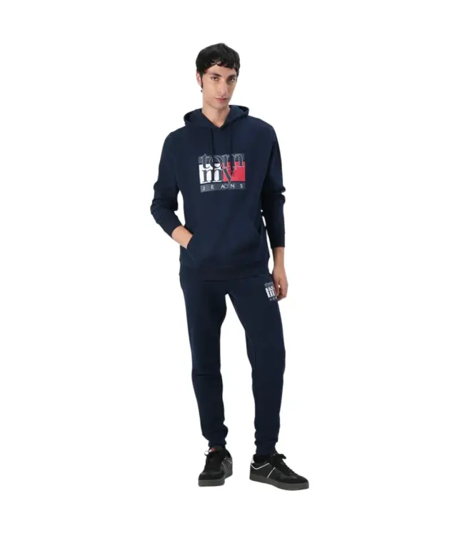Tommy Hilfiger - Ανδρικό Φούτερ με Κουκούλα Regular Fit DM0DM22092-C1G Μπλε Σκούρο - M 3