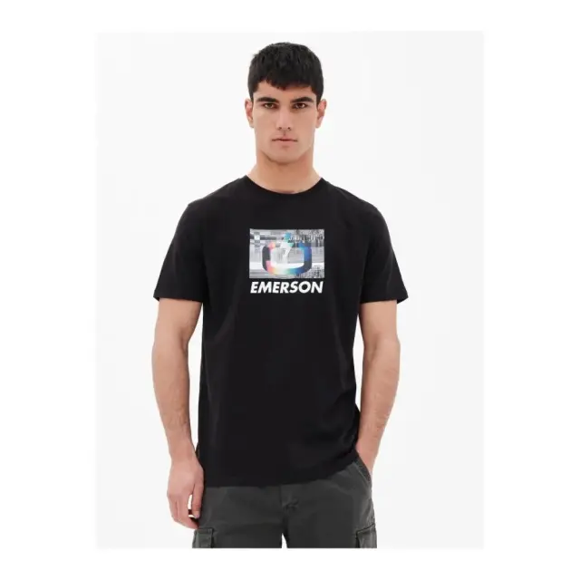 Emerson Glitch Logo T-Shirt (221.EM33.55-Black) - Μαύρο