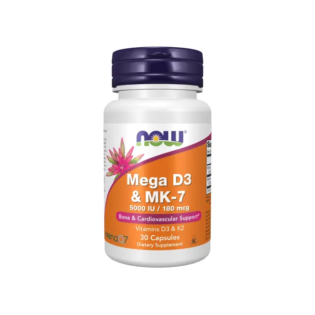Now Foods Mega D3 & MK-7 Βιταμίνη K 5000iu 30 Φυτικές Κάψουλες