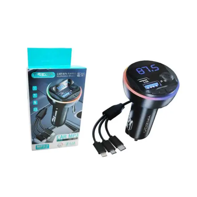 Treqa Πομπός αυτοκινήτου φορτιστής MP3 Player MP-3-7 RGB 3.1A – Car MP3 017154