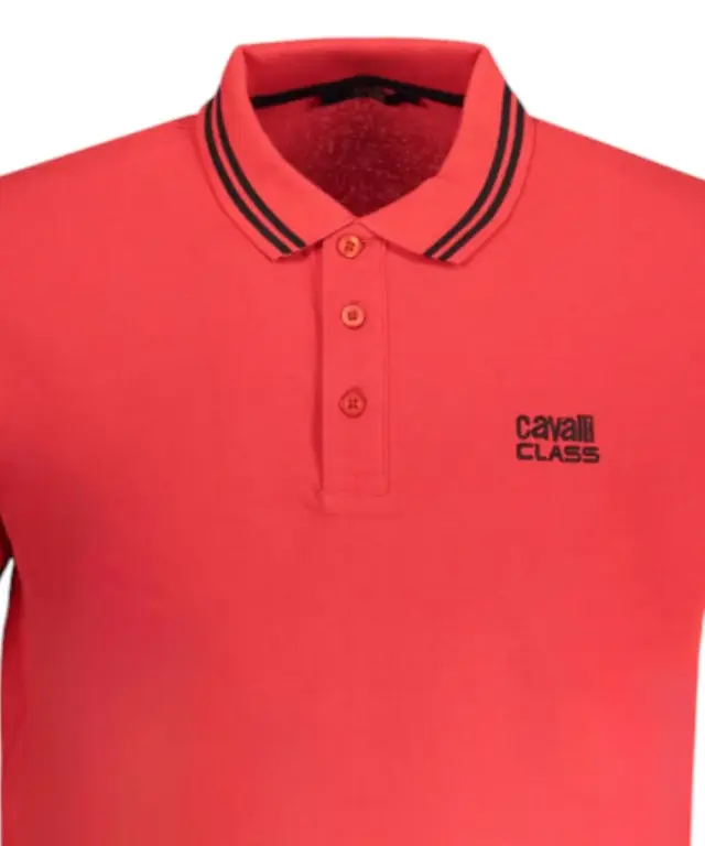 Cavalli Class - Ανδρική Μπλούζα Κοντομάνικη Polo Πικέ QXT64YKB002-02000 Κόκκινο 3