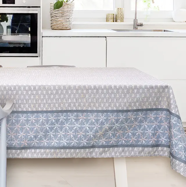 Τραπεζομάντηλο 140x220 Beauty Home Mint Art 8487 Μπλε-Γκρι 50% Βαμβάκι-50% Πολυέστερ