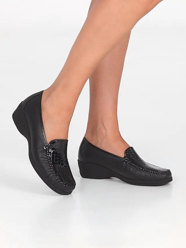 Toscana Μοκασίνια-Loafers Γυναικείο δέρμα/δέρμα λουστρίνι Μαύρο TOS/2377 NERO 2