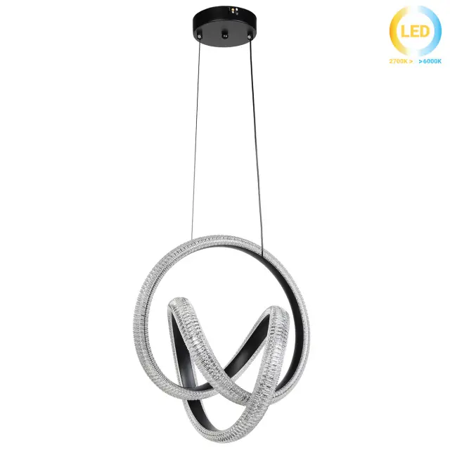 Φωτιστικό κρεμαστό μεταλλικό LED 50W 38x34x43 εκ. μαύρο με ακρυλικό - GLOBOBOX