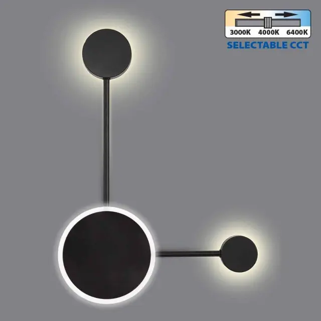 Led Γραμμικό Φωτιστικό Τοίχου - Απλίκα Gemini 15Watt Μαύρο CCT Switch VIV004816 2