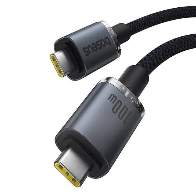 Καλώδιο γρήγορης φόρτισης Baseus Crystal Shine USB-C σε USB-C 100W, 1,5m, 20Gb (μαύρο) 2