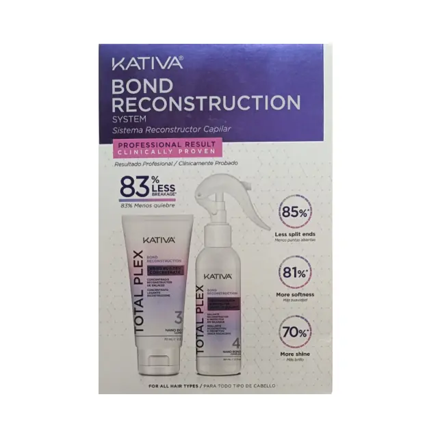 Kativa Total Plex Kit Bond Builder Concentrate 70ml & Leave-in Reconstructor & Protector Sealant Spray 60ml