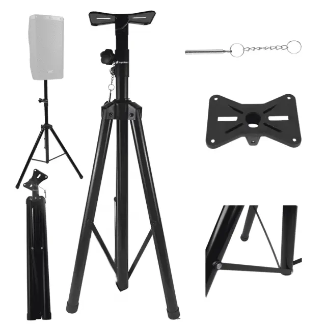 SUPRIMO SSM1 speaker tripod stand iron black loudspeaker base safety pin up to 60 kg 2
