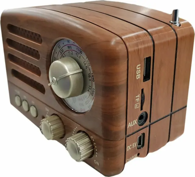 CMiK MK-615BT Retro Επιτραπέζιο Ραδιόφωνο Επαναφορτιζόμενο με Bluetooth και USB Καφέ 2