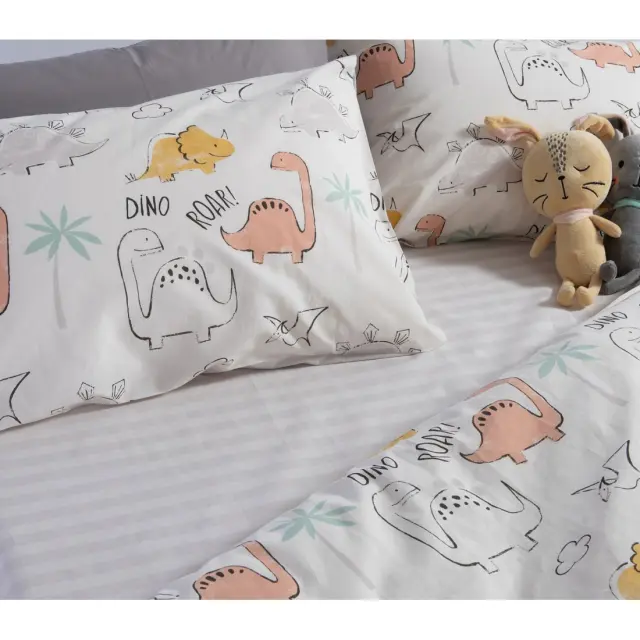 Σετ Παιδικά Σεντόνια Μονά 3 Τεμαχίων Nef-Nef Dinosaur Art Ecru 170x260 3