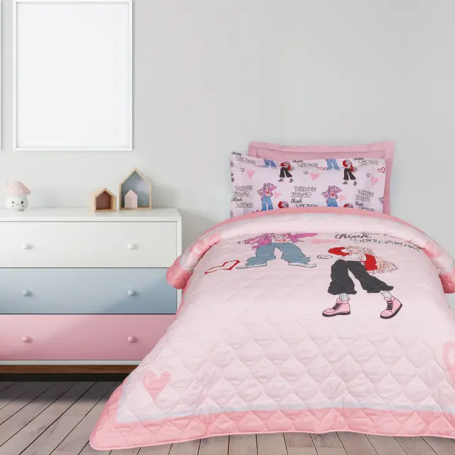 Κουβερλί 160x220 Μονό Das Home 4940 Pink-Grey 100% Microfiber