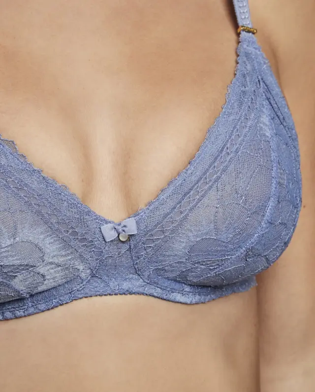 Selmark Agatha Δαντελένιο Σουτιέν Bralette Χωρίς Μπανέλα Azul - 80C 2