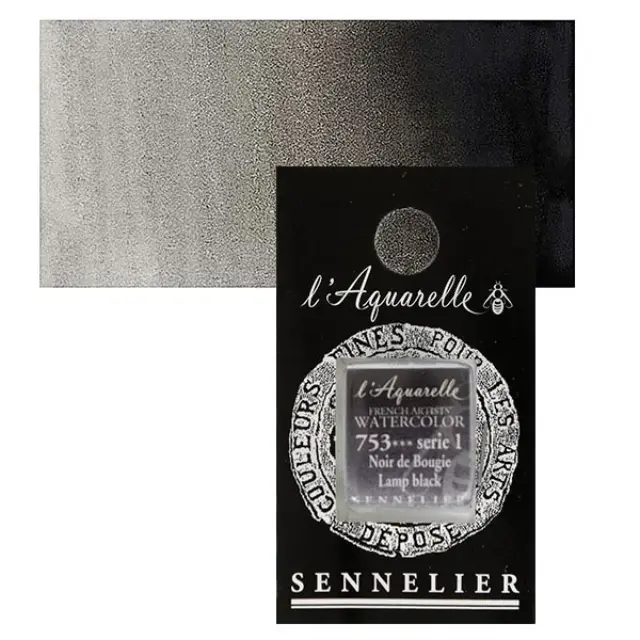 Χρώμα Ακουαρέλας Sennelier l Aquarelle Half Pan - 753 Lamp Black