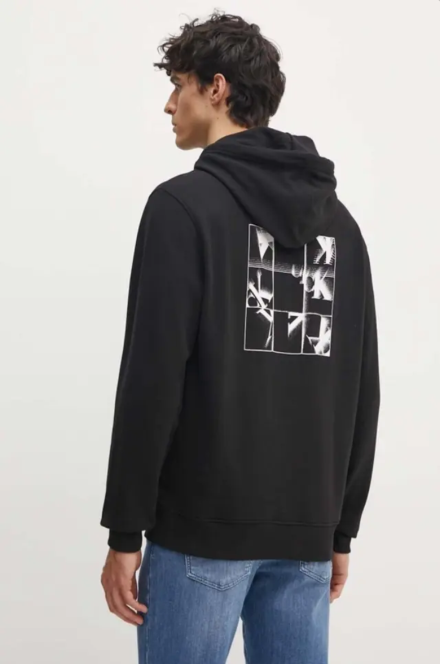 Calvin Klein - Ανδρικό Φούτερ Grid Monogram Regular Fit J30J325639-BEH Μαύρο - XL 3