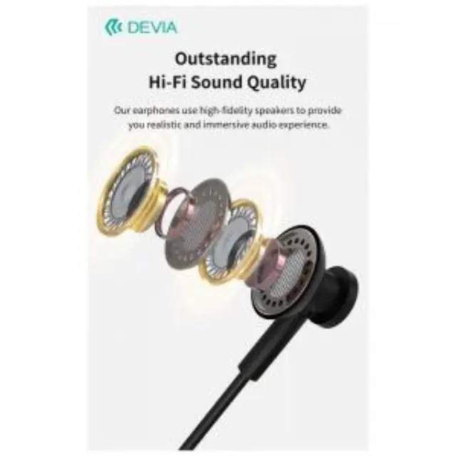 Hands Free Stereo Devia EM113 M2 Metal USB C Smart Μαύρο N66406 3