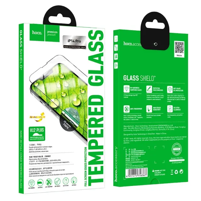 Tempered Glass Hoco A12 Plus Nano 3D Full Screen Edges Protection 9H για Apple iPhone 14 Pro με Μαύρο Περίγραμμα 2