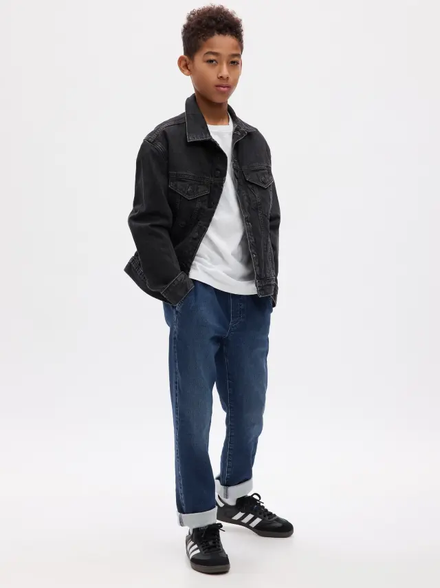 Μαύρο Παιδικό Denim Jogger Παντελόνι Dark wash indigo