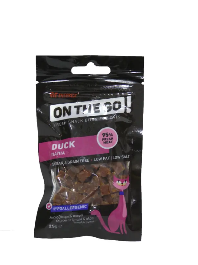 On The Go Bites Λιχουδιά Με Γεύση Πάπια Για Γάτες 25gr Μονόχρωμο