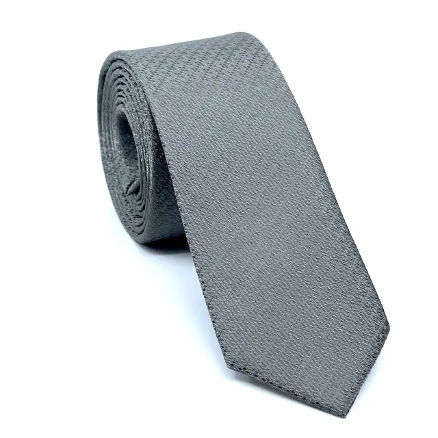 Γκρι Ζακάρ Γραβάτα Microfiber Σετ με Μαντηλάκι 3