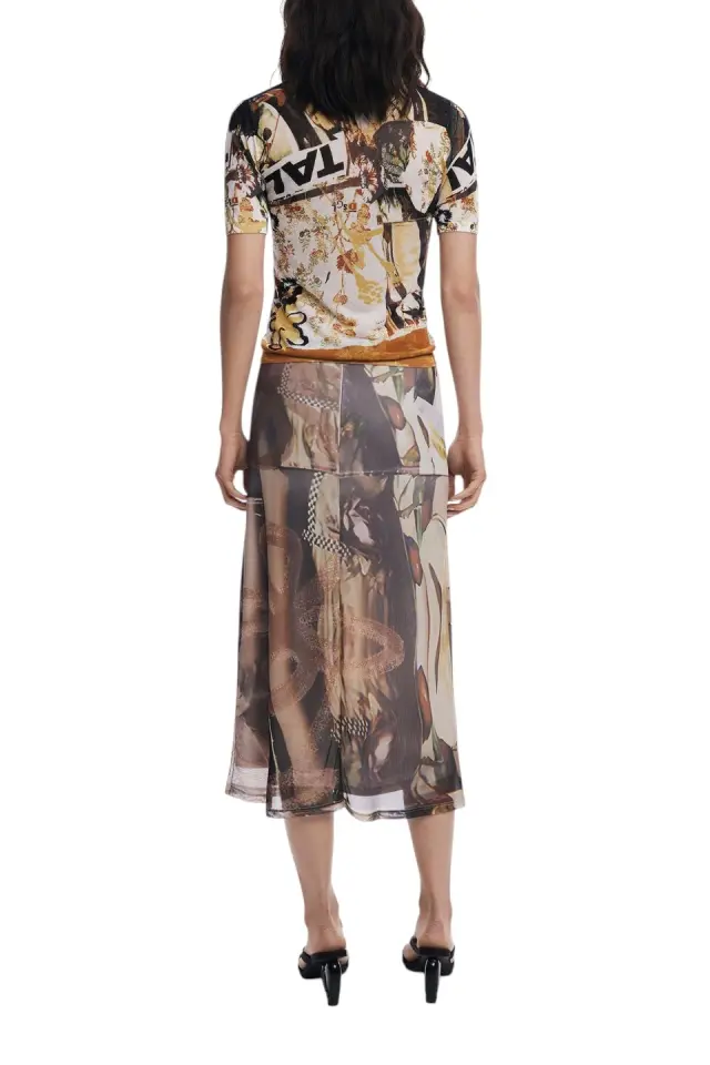 Desigual - Γυναικεία Midi Φούστα Collage Tulle Skirt 25WWFK05-2002 Πολύχρωμο 3