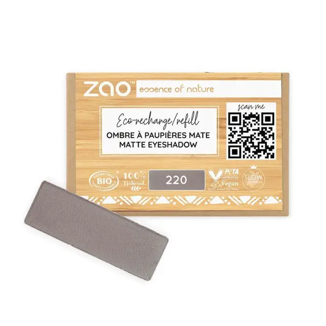 Zao Organic Eyeshadow Rectangle Matte – Βιολογική Ματ Σκιά Ματιών (Ανταλλακτικό) - 220 Taupe Grey Matte